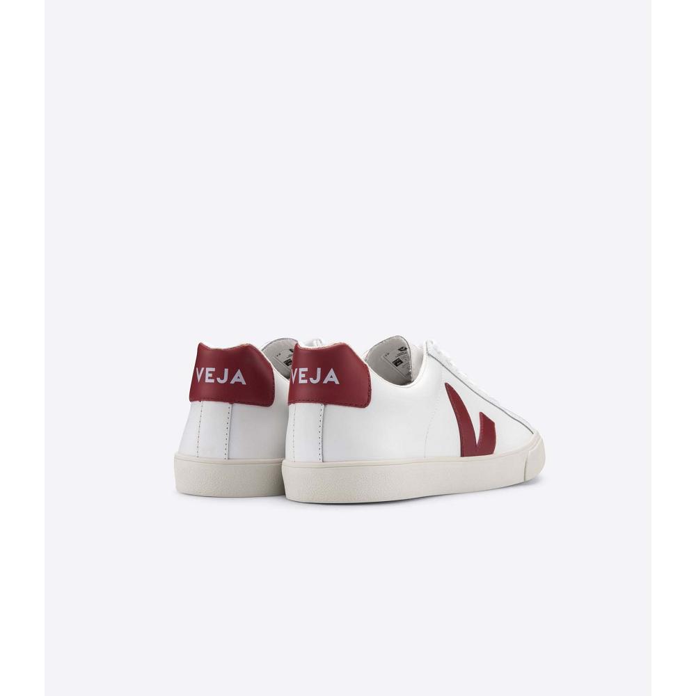 Veja ESPLAR LEATHER Sneakers Dames White/Red | BE 620JPQ